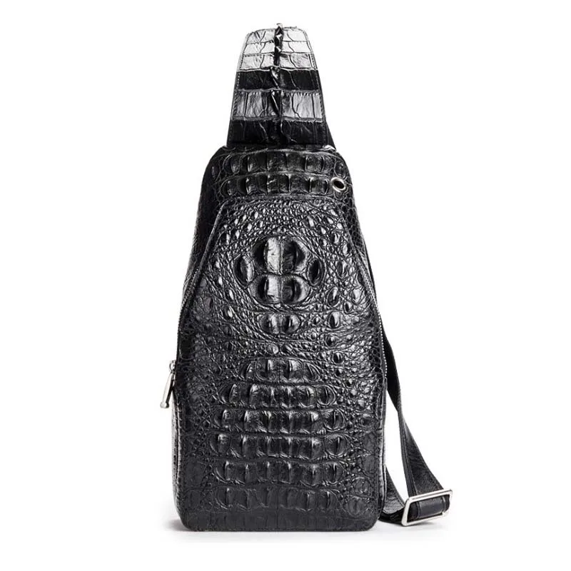 hongqiangyin Thai real crocodile leather breast bag for men casual slant across one shoulder bag leather outdoor men chest bag