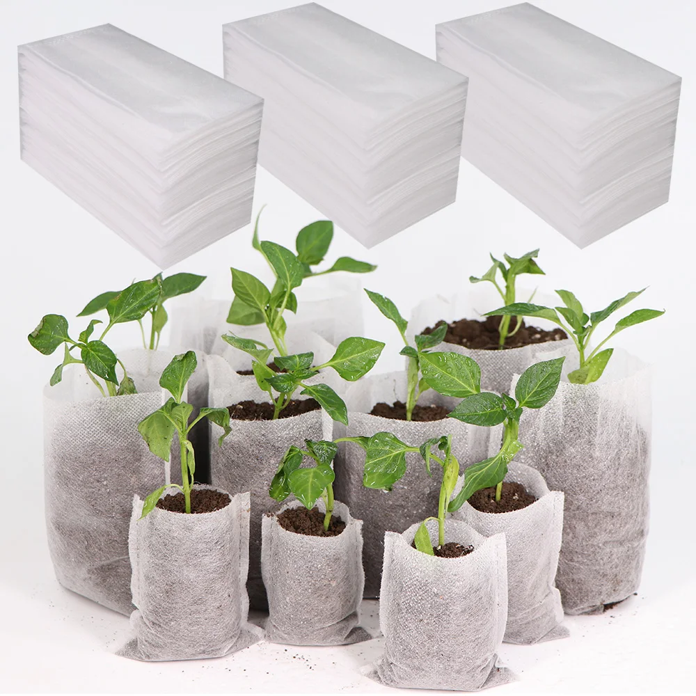 50/100PCS Plant Nursery Bags Degradable Non-Woven Fabric Seedling Pouch Grow Bag Pots Flowers Fruit Tree Seed Seedling Starting