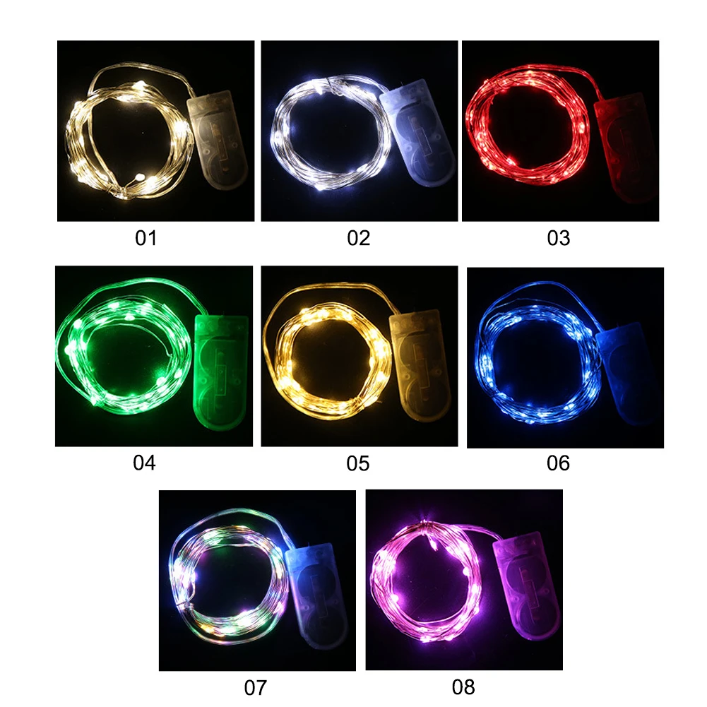 10/20 Led Garland Decorative Light Copper Wire CR2032 Battery 1/2M Christmas Wedding Party Decoration LED String Fairy Lights