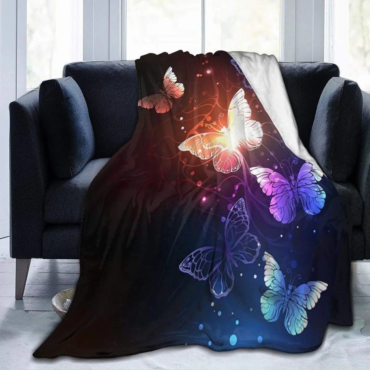 

Shining Butterfly Soft Throw Blanket Lightweight Flannel Fleece Blanket for Couch Bed Sofa Travelling Camping for Kids