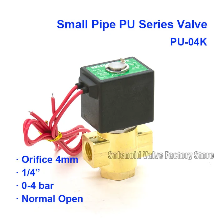 

Normal open 2 way 2 position Pneumatic Brass Water PU-04K Solenoid Valve DC24V Orifice 4mm BSP Port G1/4"