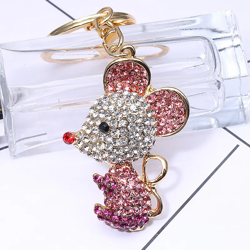 Boosbiy New Arrival Crystal Mouse Keychain Cute Cartoon Key Chain Gifts for Women Llaveros Mujer Car Bag Accessories Key Ring