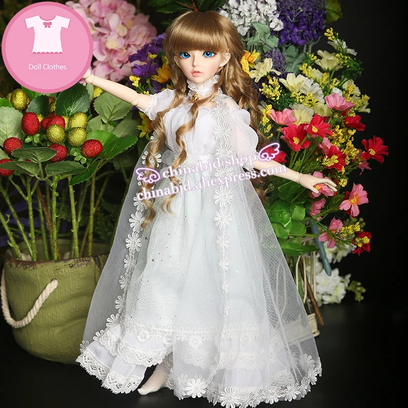 Doll BJD 1/4 Clothes Girl Long Dress Net Yarn Coat Lace Edge YF4-64 For Minifee IP Kid body Doll Accessories