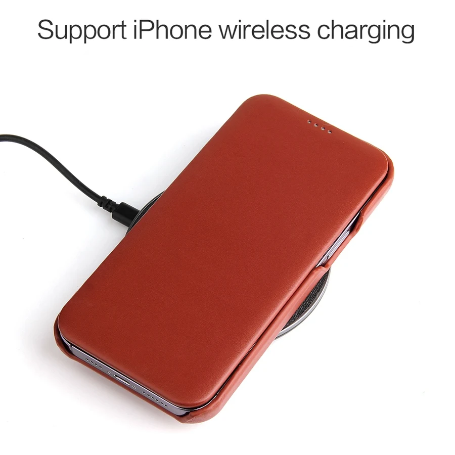 Genuine Leather Flip Cover Case for Apple iPhone 13 Pro Max 13 Mini, Luxury Fundas with Free Gift, Screen Protector, 100%