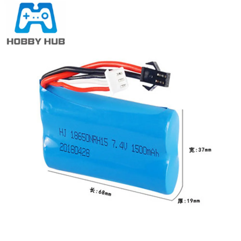 7.4V 1500mAh Lipo Battery For Udi U12A Syma S033g Q1 TK H101S RC Toys Boats Cars Tanks Drone Part 2s 18650 7.4V Battery SM Plug