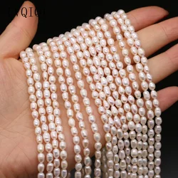 Natural Freshwater Pearl Beaded High Quality Rice Pearls Punch Loose Beads For Making Jewelry DIY Bracelet Necklace Accessories