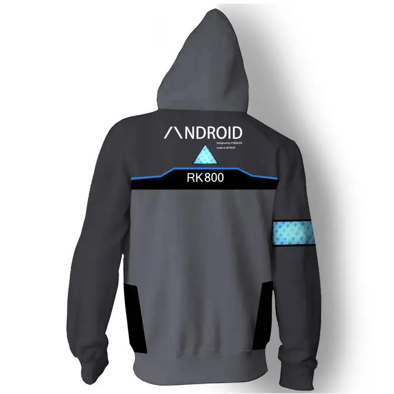 Anime game Detroit: Become Human RK800 Connor Cosplay clothing digital printing Hooded Sweatshirt top coat