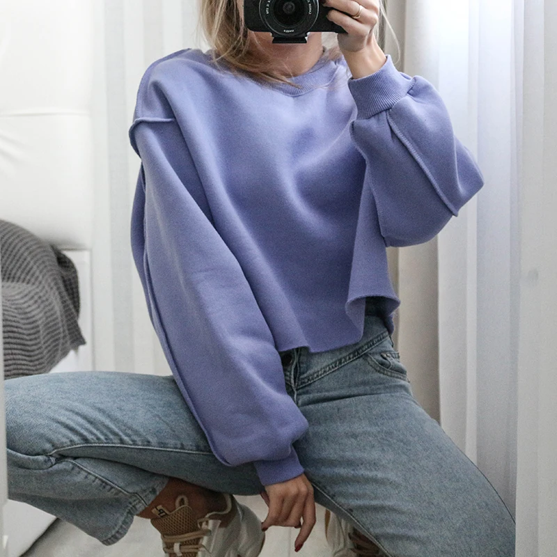 Vintage High Quality Oversized Women Sweatshirt Hoodies Casual Loose Vintage Long Sleeve Harajuku Streetwear Crop Pullover