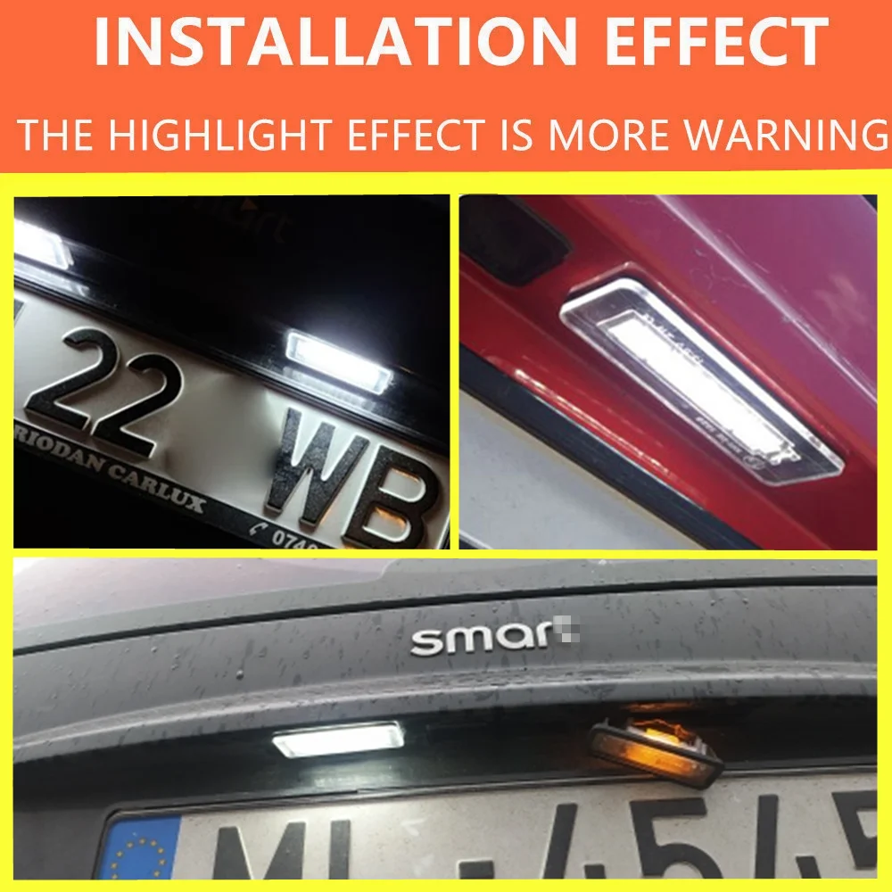High Brightness LED License Plate Number Light Lamp For Benz Smart Fortwo Coupe Convertible 450 451 W450 W453 Error Free view 5