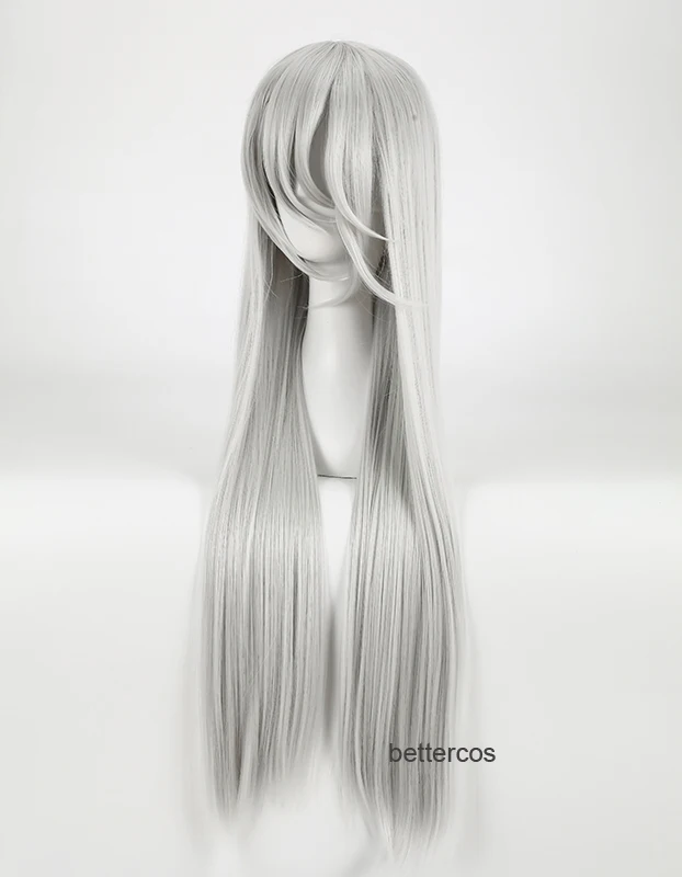 NieR Automata YoRHa Type A No.2 A2 Cosplay Wig Silver White Long Straight Heat Resistant Synthetic Hair Wigs + Wig Cap