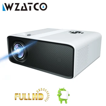 WZATCO 스마트 안드로이드 LED 프로젝터, 홈 시어터 3D 미디어 비디오 플레이어, 4D 키스톤 게임 비머, C5A, 4K 와이파이, 1920x1080P