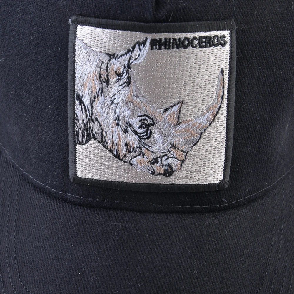 Fashion Mesh Baseball Cap With Rhinoceros Patch Men\'s Hip Hop Trucker Caps Women Outdoor Breathable Mesh Casquette Snapback Bone