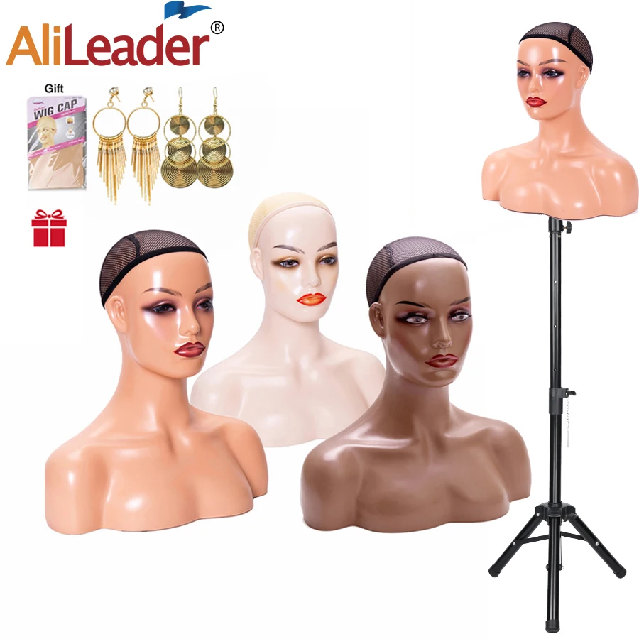 Đầu Manocanh Không Vai Nữ Đầu Mẫu Manikin Manocanh Tóc Giả Khăn Kính Quốc Màn Hình Tóc Giả Đứng Đầu Đầu Búp Bê