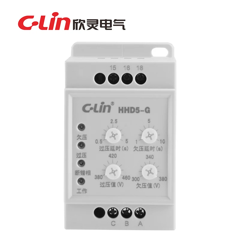 C-Lin HHD5-G (XJ11,XJ3-D) New Original Undervoltage phase failure phase sequence protection relay (substitution HHD5-F) AC380V