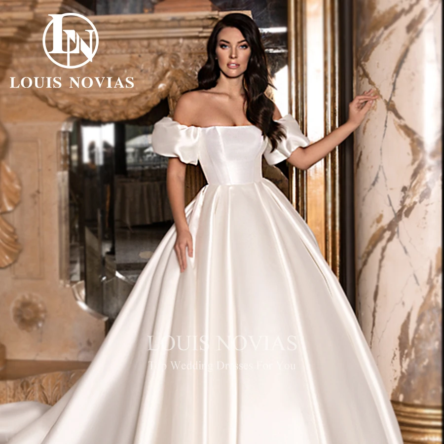 

LOUIS NOVIAS New Arrival For Women Luxury Puff Sleeve Bridal Dresses Sexy Long Train Simple Ball Gown Vestido De Novia