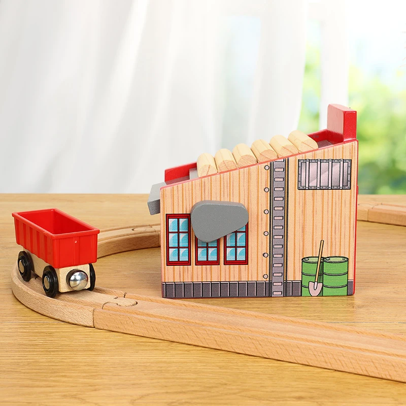 Sawmill Wooden Railway Tracks Scene Accessories Compatible for Thom Wood Train Tracks Rail Car Toys for Children Gifts