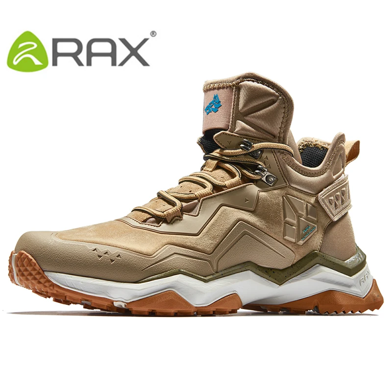 RAX Men\'s Waterproof Hiking Anti-slip Trekking Multi-terrian Mountaineer Shoes for Winter Breathable Warming of Genuine Leather