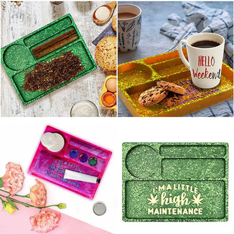 Resin Makeup Storage Tray Mold, Silicone Pallet, Ashtray Combination for Grind and Storage, DIY Resin Epoxy