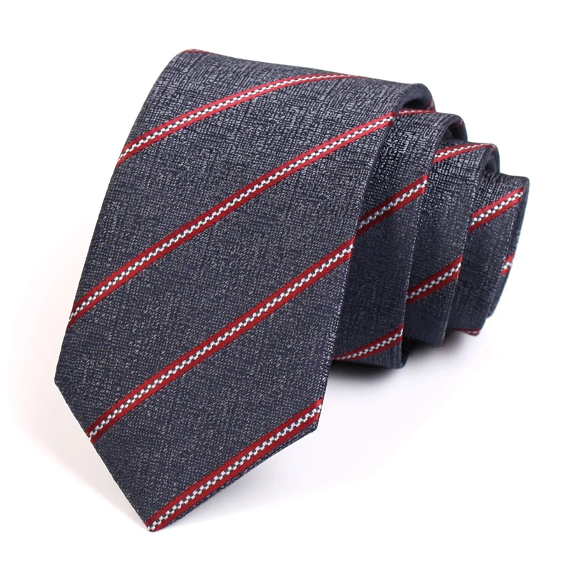 New Design Gentleman Drak Grey / Red 7CM Striped Tie High Quality Fashion Formal Neck  Ties For Men Business Suit Work Necktie