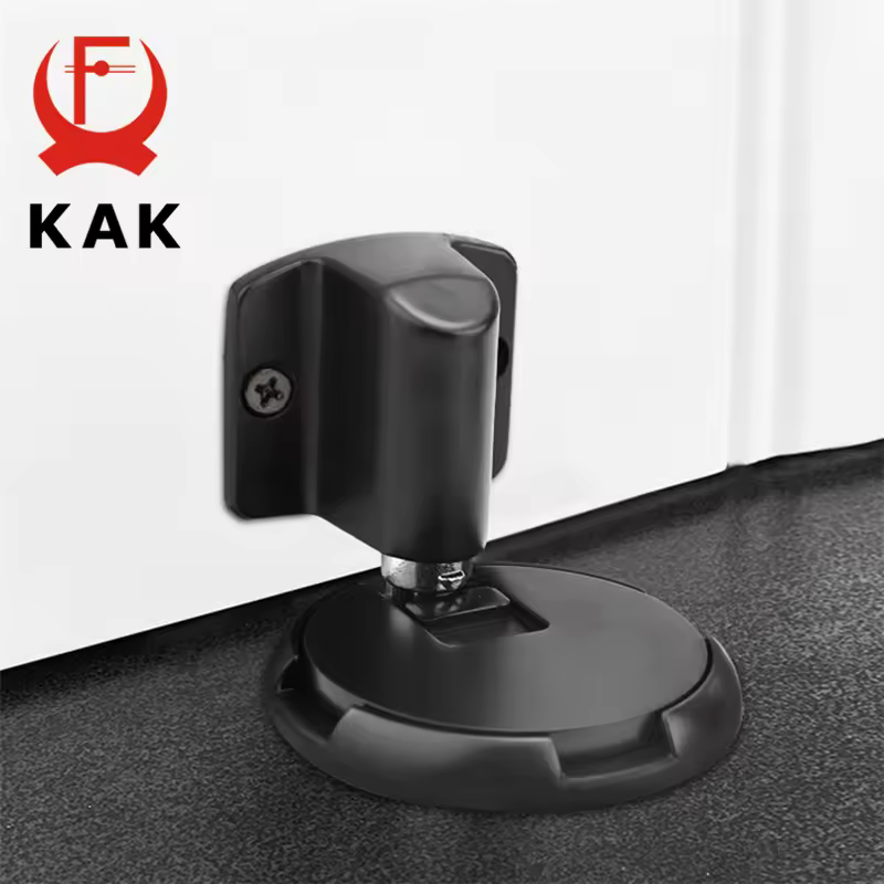 KAK Heavy Duty Magnetic Door Stopper Mechanical Door Stop Adjustable Door Holder Non-punch Sticker Furniture Door Hardware