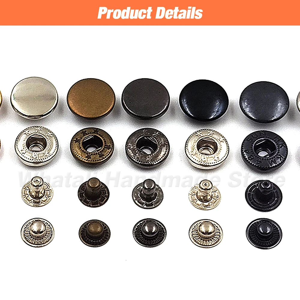 50set Snap Fasteners Kit Metal Snaps Press Button Studs Optional Installation Tools For Clothes Garment Bags Shoes Leathercraft