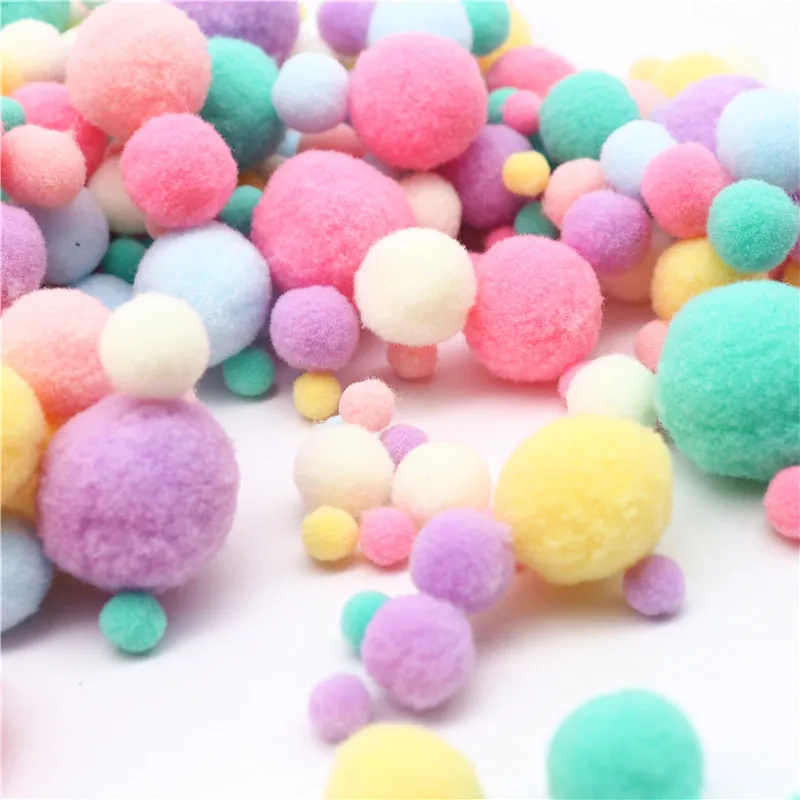 Pompom Balls 8mm 10/15/20/25/30mm Mix Color Pompones Fur Craft DIY Soft Pom Poms Wedding Decoration Sewing on Cloth Accessories