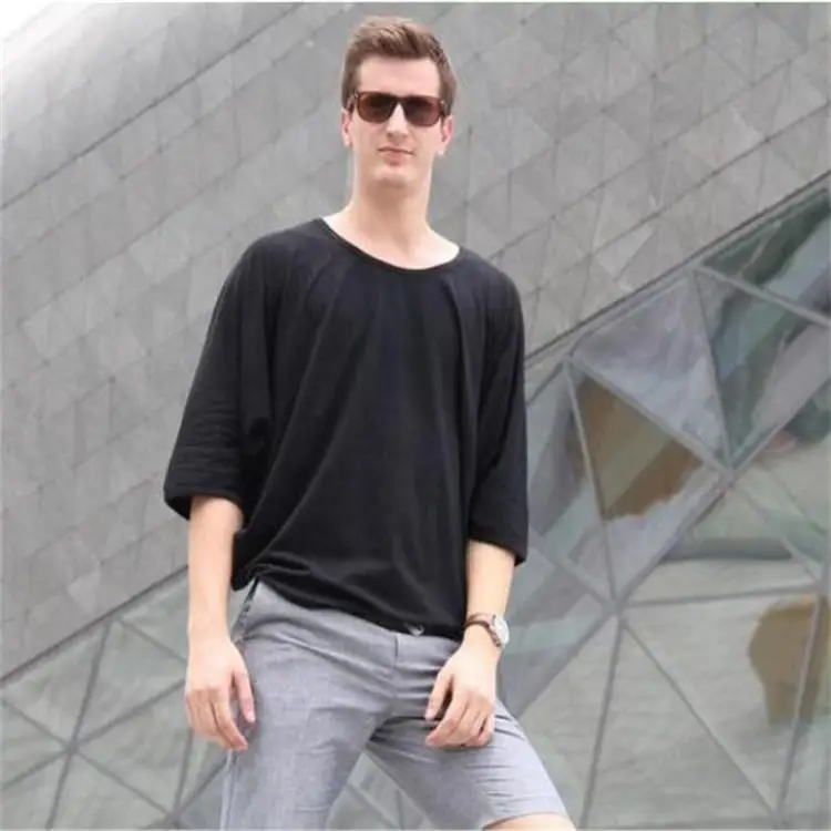 Men's loose summer t-shirt fat old middle-sleeved Bat shirt fat suit British Korean fashion men's t-shirt seven sleeves