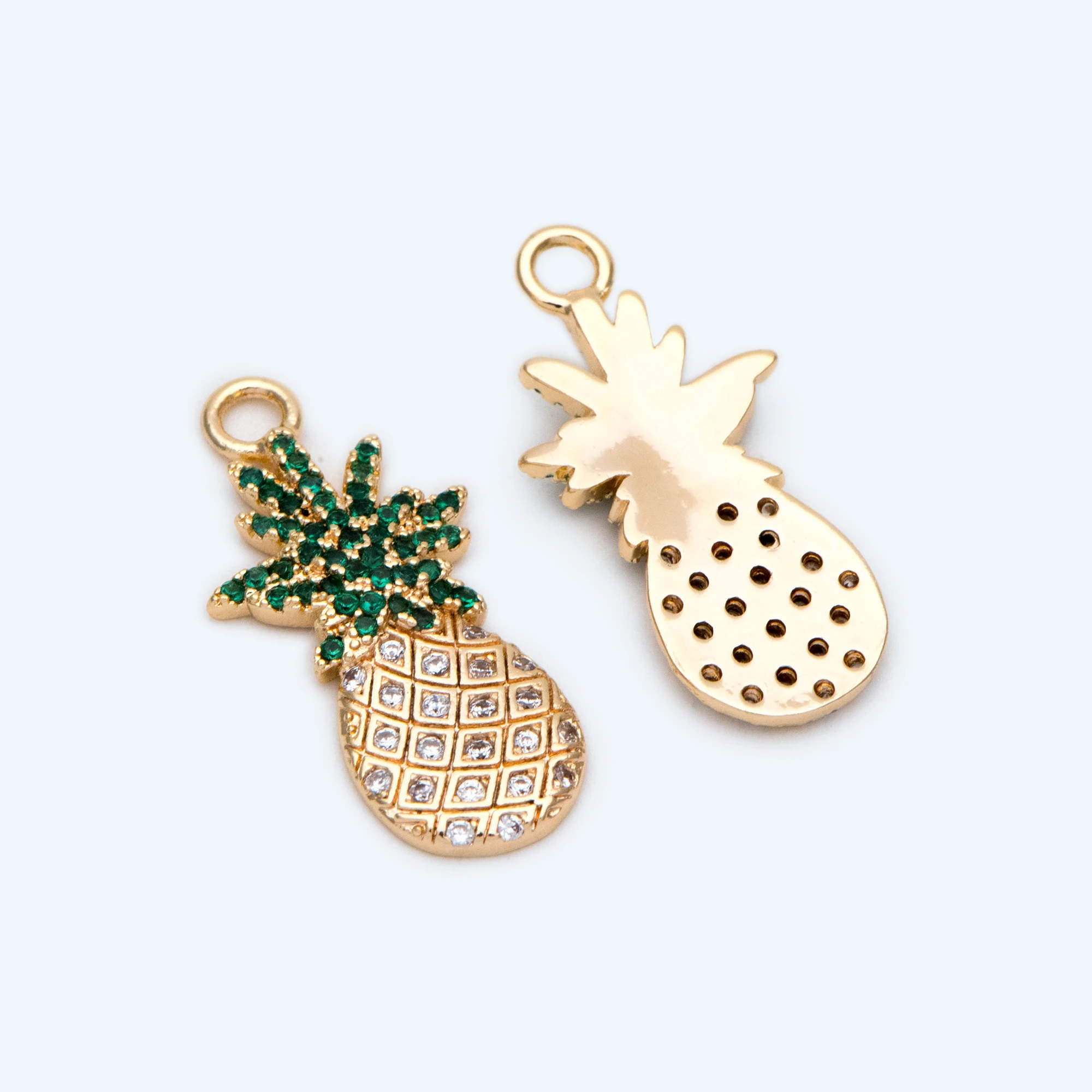 

4pcs CZ Paved Pineapple Charms 24x12mm for Earrings Pendants Necklaces Making Gold Plated Brass Handmade DIY Jewelry Accessories