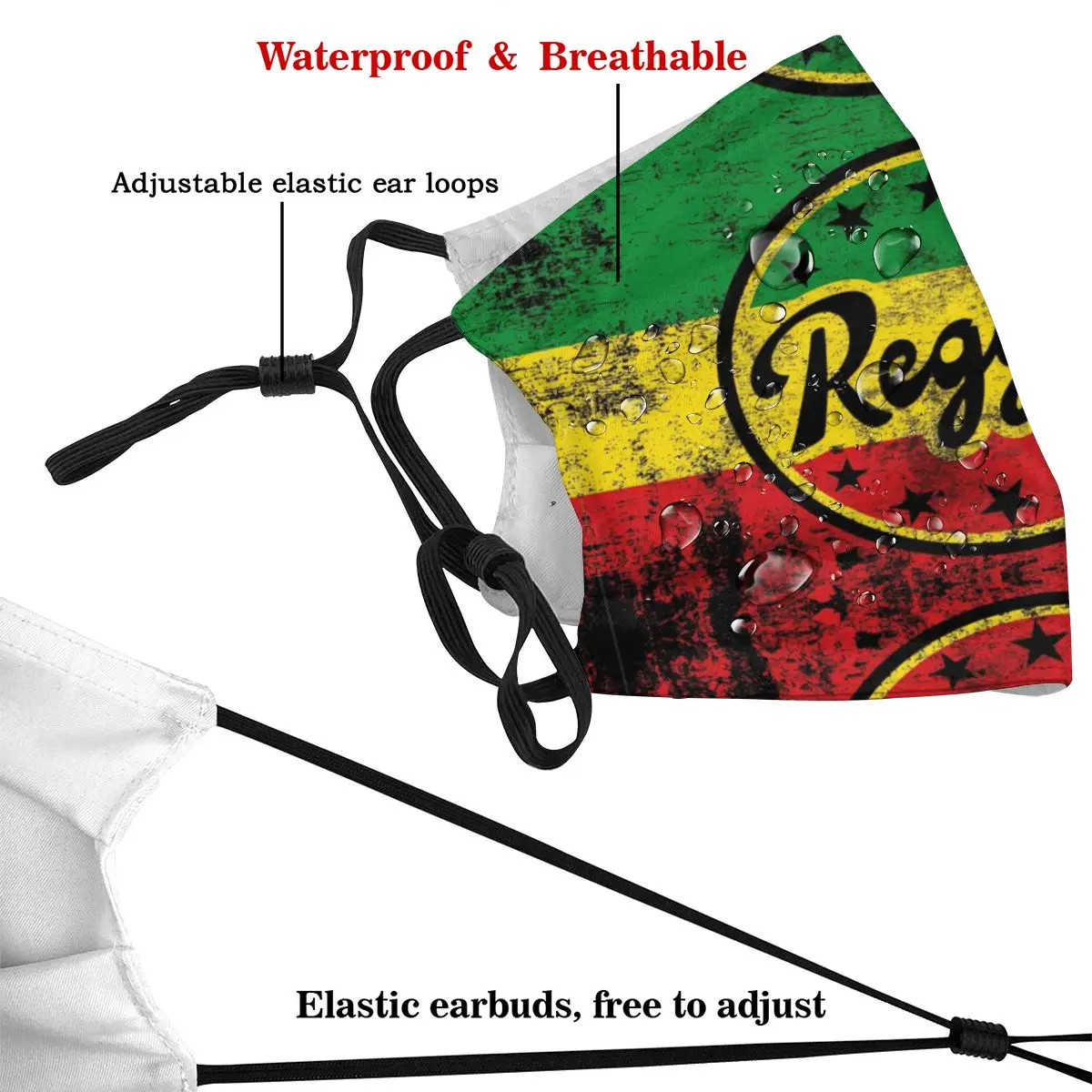 Reggae, Rastafari Flag, Reggae Flag Colors R322 Novelty R322 Activated Carbon Filter Mask