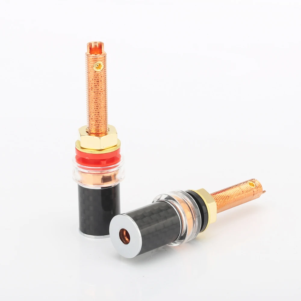 하이 엔드 오디오 탄소 섬유 바인딩 포스트 구리 플레이트 스피커 터미널, hifi 스피커 앰프 긴 바인딩 포스트