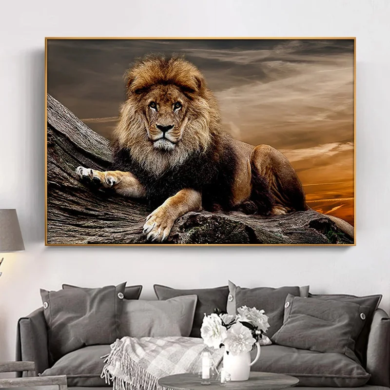 Big Size Lying Lion  Posters Modern Home Decor Wall Art Pictures For Living Room Animals Prints On Canvas Painting NO FRAME