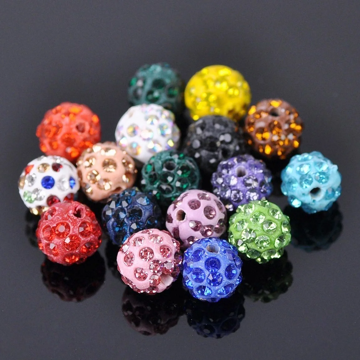 

20pcs 10mm Round Crystal Rhinestones & Clay Loose Crafts Beads lot for DIY Jewelry Making