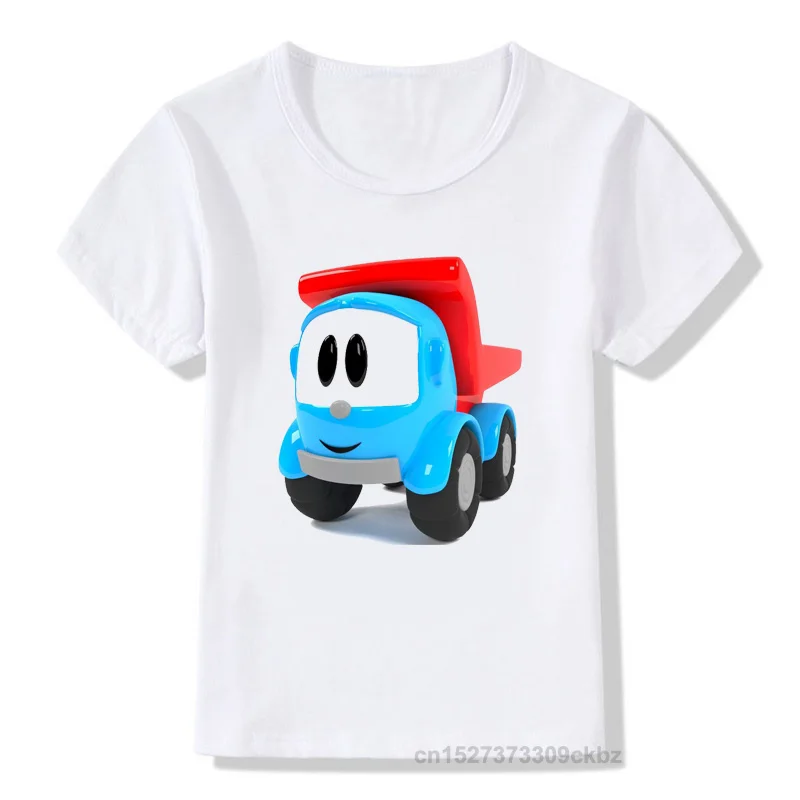 Kawaii Kids T-shirts Funny Leo The Truck Tv Show Cartoon Print Boy T Shirt Cute Girls Tops Fashion Children Clothes