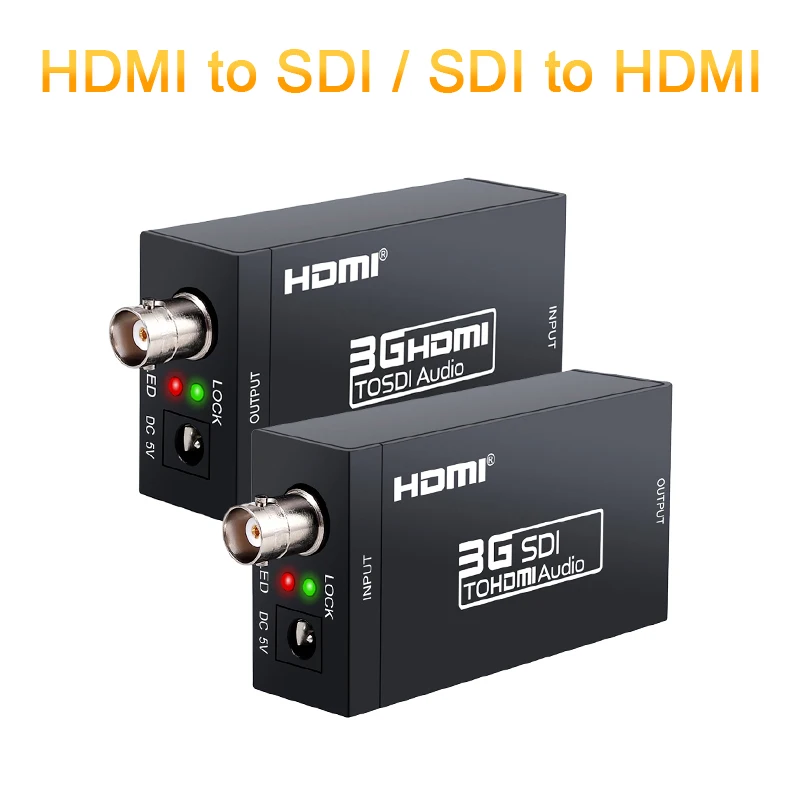 1080P HDMI to HD 3G SDI BNC 컨버터 + SDI to HDMI 컨버터 단일 100m/328ft 동축 케이블을 통한 HDMI SDI / BNC 익스텐더