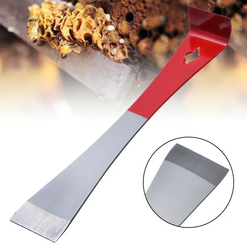 1PCS red honey scraper, beekeeping machine honey scraper, multifunctional stainless steel beekeeping tool