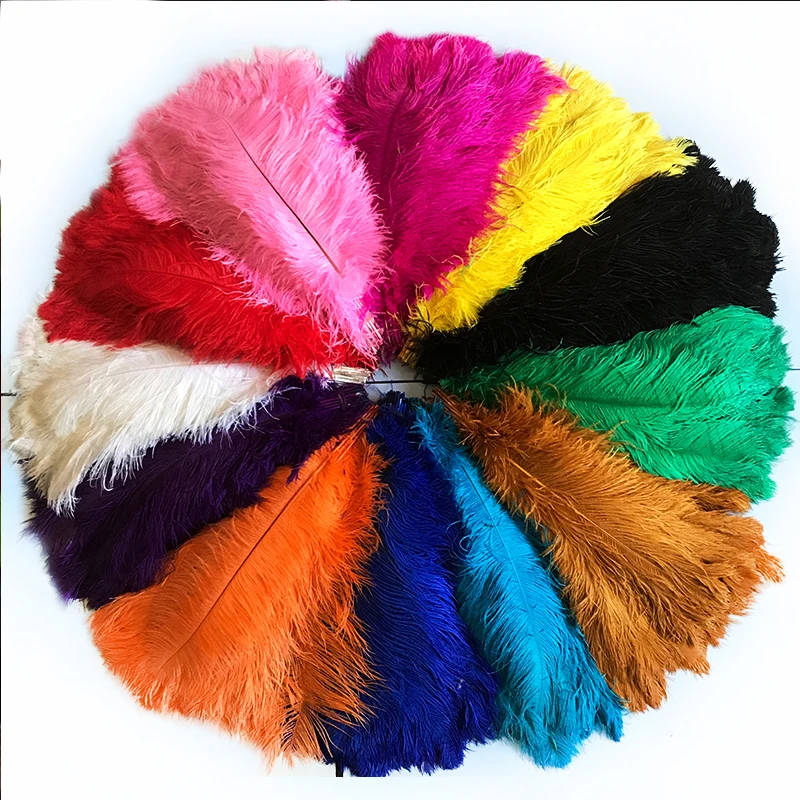 100Pcs/Lot Natural White Ostrich Feathers 20-25cm Colorful Feather Decoration Wedding Party Plumage Decorative Celebration