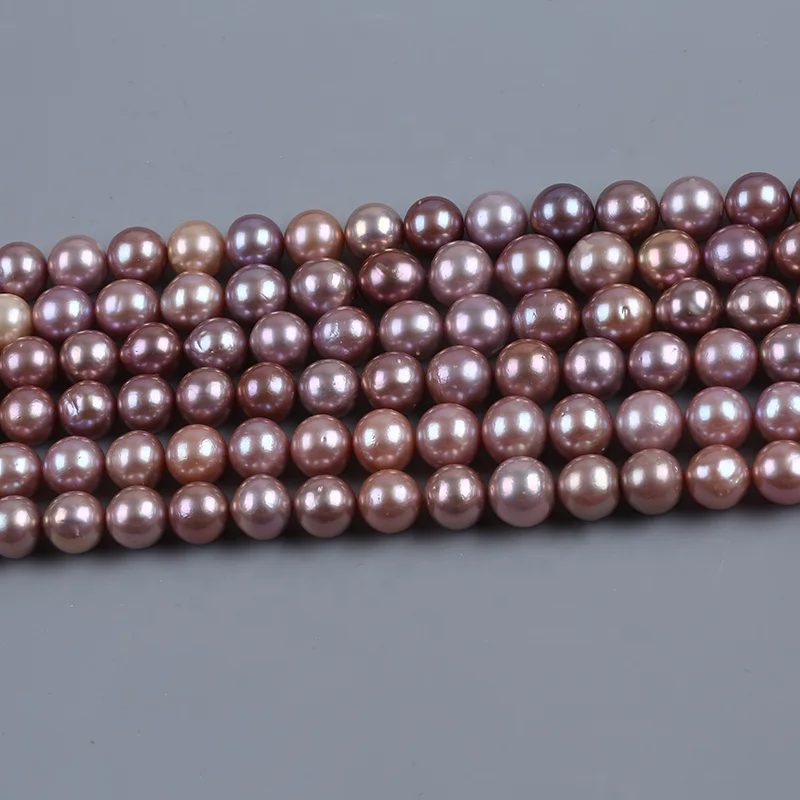 Wholesale 12-13mm Chinese Cultured Purple Edison Round Freshwater Pearls Beads Strand For Jewelry Making