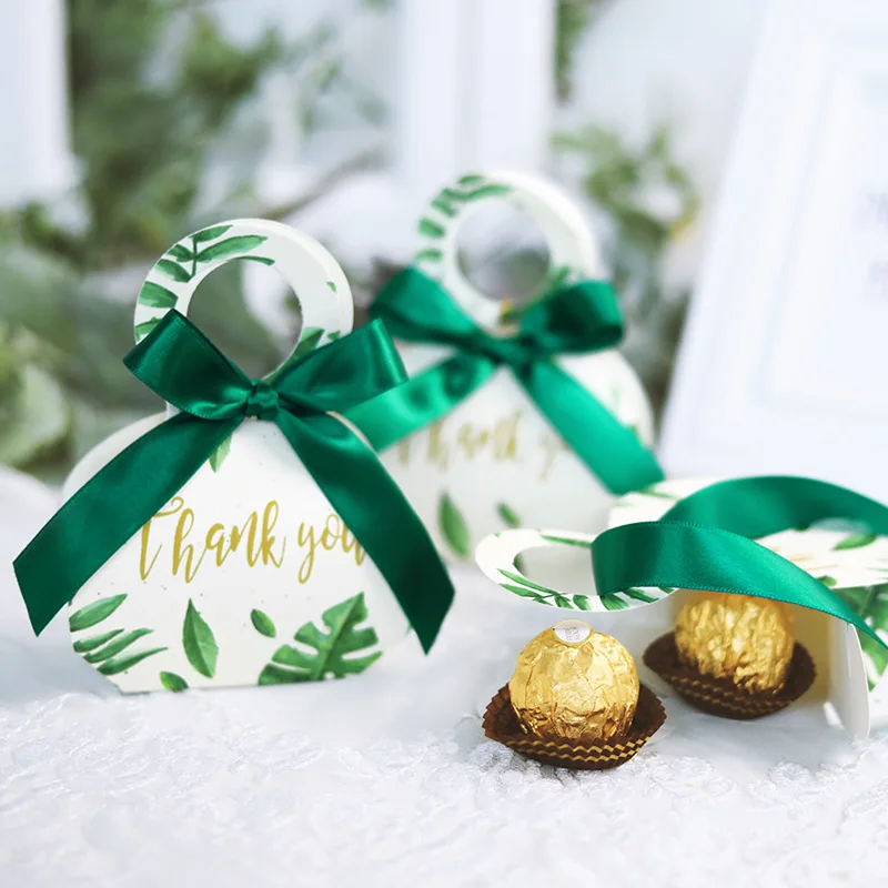 

Green forest style gift box thank you candy box event party wedding favors return Baby shower birthday gift box birthday Easter