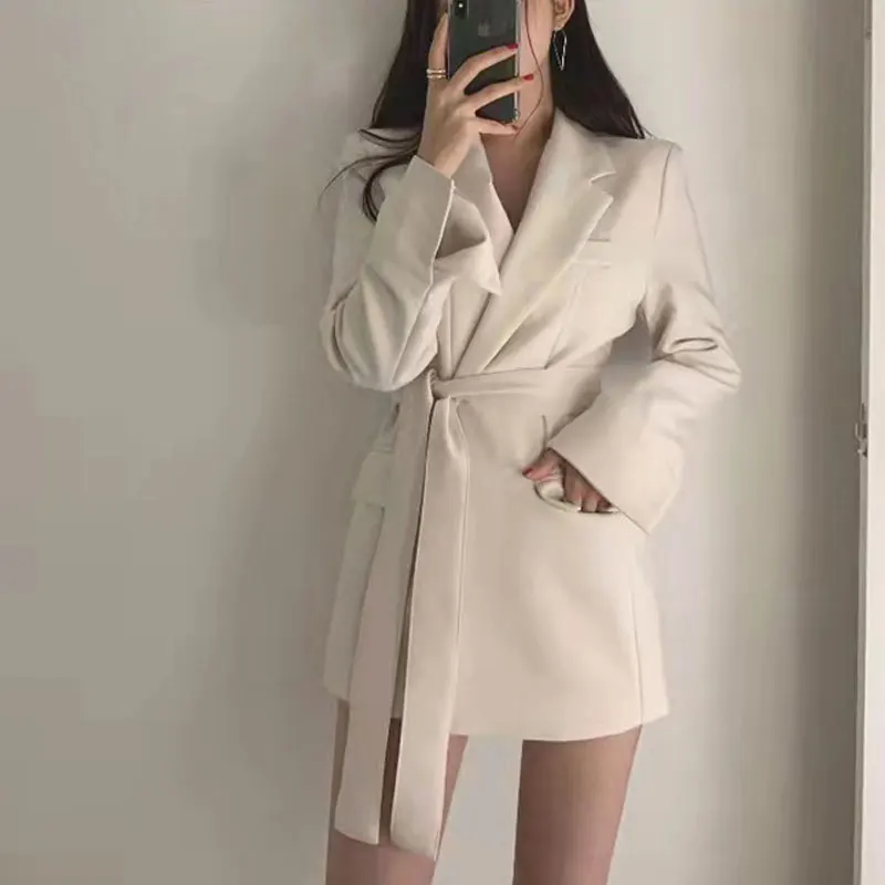 Women Long Sleeve Tailored Coat Korean Fashon Spring Autumn Suit Jacket Office Lady Solid Blazer Female Casual Streetwear Tops