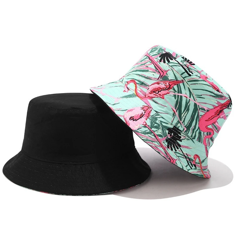 

2023 New Ins Panama Women Pretty Printing Double-sided Wearing Sun Bucket Hat Lady Summer Outdoor Travel Folding Basin Cap