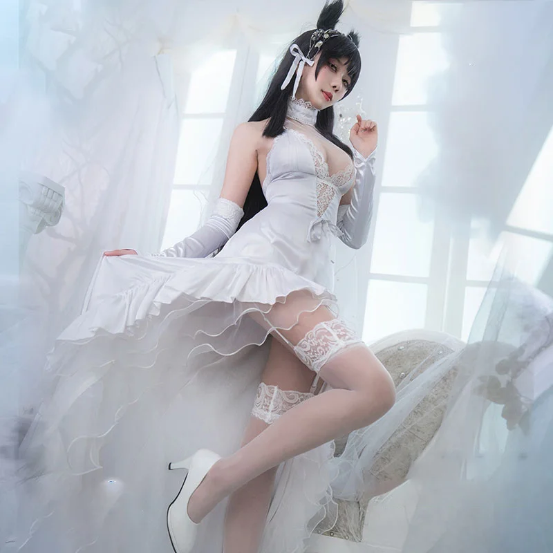 Spiel Azur Lane Atago Hochzeit Kleid IJN Atago Cosplay Kostüm Frauen Sexy Kleid Halloween Formale Anzug