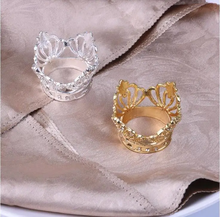 Crown Napkin Ring Metal Crown Shape with Imitation Diamond Napkin Holder for Home Wedding Table Decoration Napkin Buckle SN631