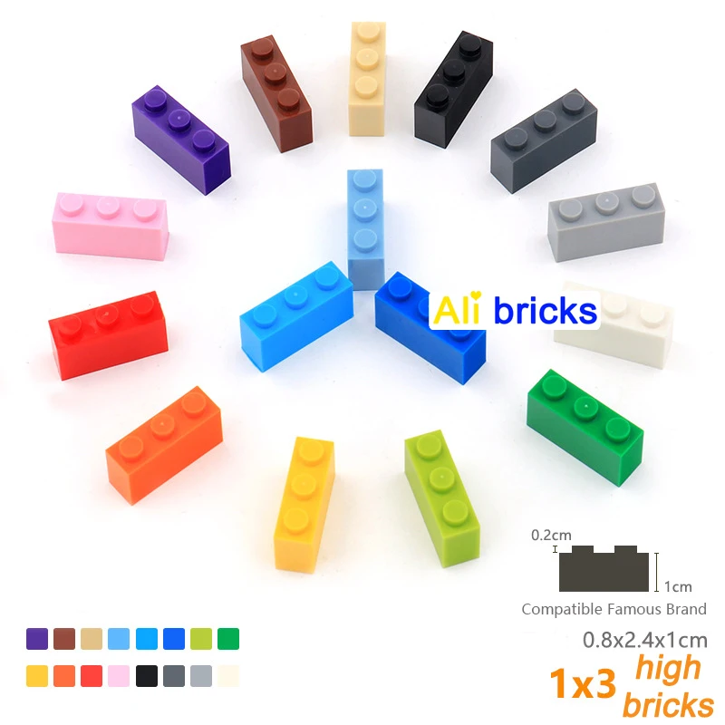 Blocs de Construction épais 1x3, 20 pièces/lot, jouets éducatifs de Construction pour enfants, taille Compatible avec la marque