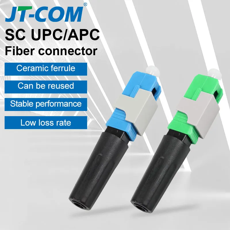 

JT-COM Latest model FTTH Embedded Fiber Optic Fast Connector SC APC/UPC Single Mode Fiber Optic Adapter 50-200pcs UPC+APC Field