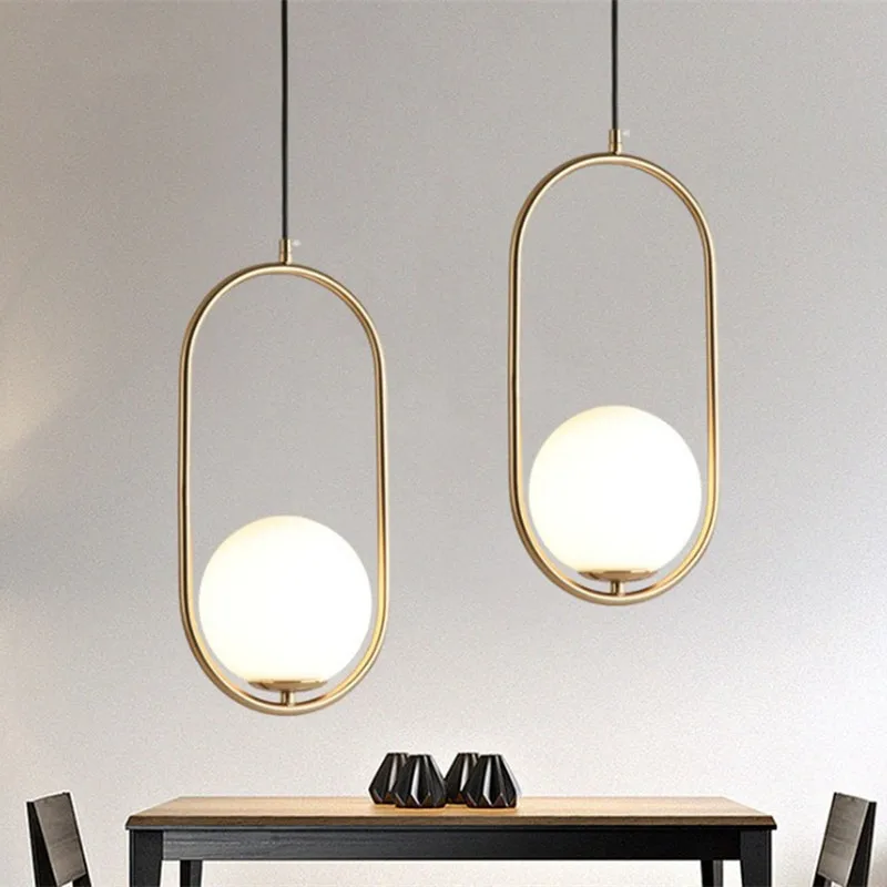 

modern led glass ball pendant lights fixture luminaire golden metal nordic hanging lamps home decor kitchen bedside dining room