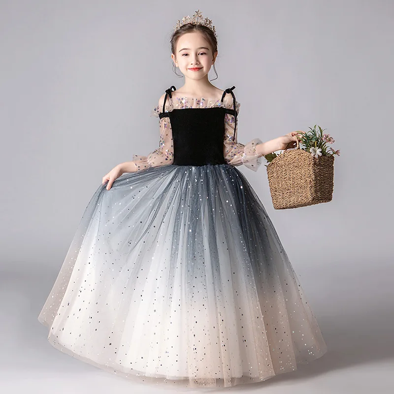 Evening Dress Elegant for Teen Flower Girls 2021 Child Graduation Ceremony Formal Ball Gowns Half Sleeve Clothes Prom 3 14 Years