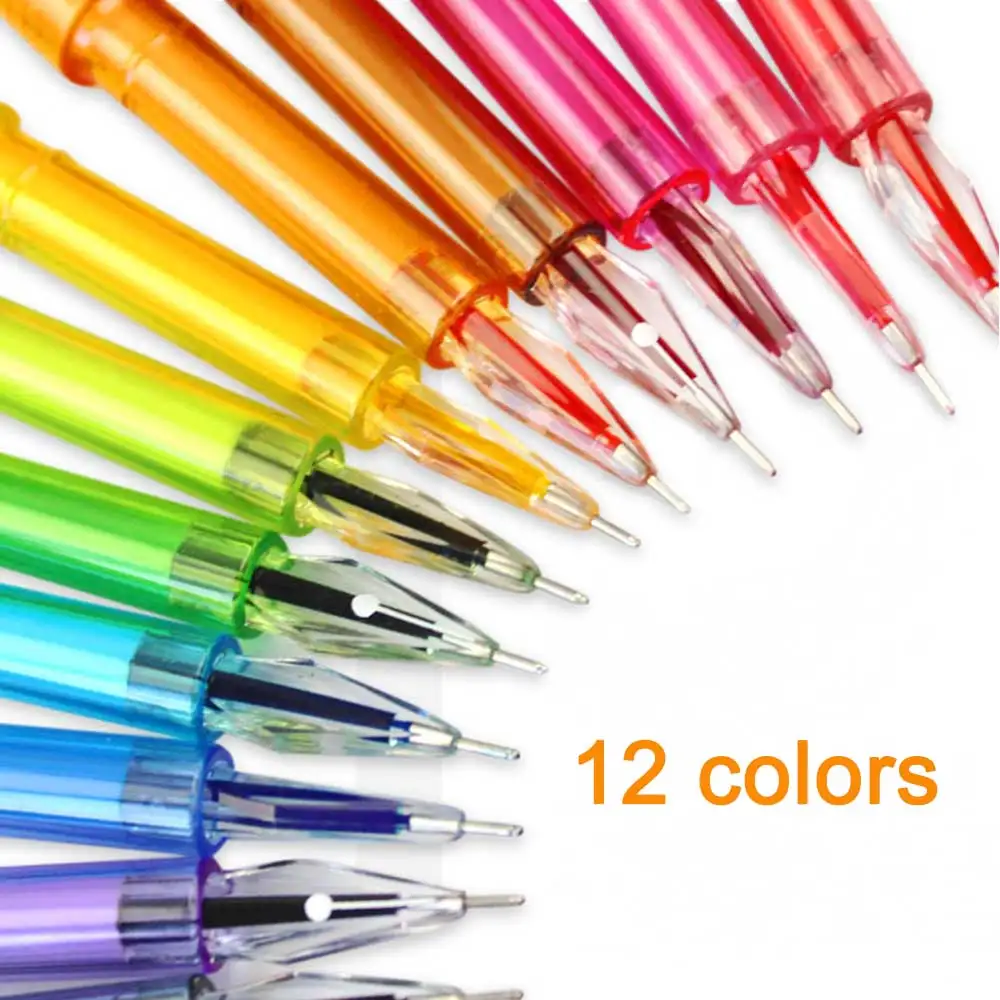 Umitive 12 Colors 0.5mm Candy Gel Pen With Diamond Head Gel Refill Water Pen For School Office Writing Supplies Stationery