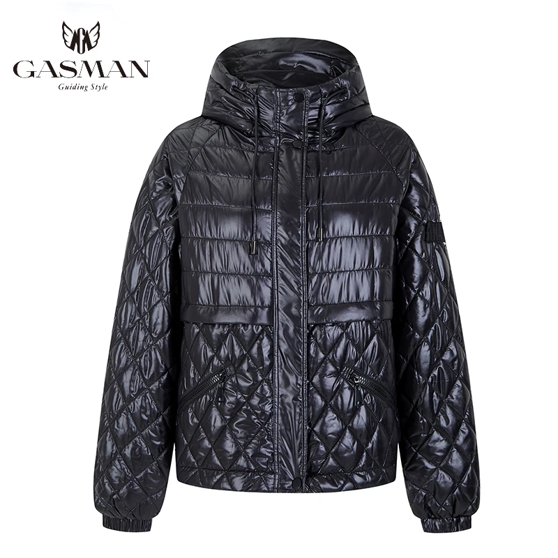 GASMAN 2022 New spring cotton solid short puffer Jacket for women zipper down parka Women autumn clothes hooded down jacket coat