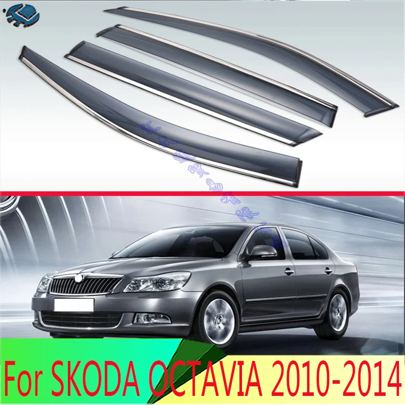 

For SKODA OCTAVIA 2010 2011 2012 2013 2014 Exterior Visor Vent Shades Window Sun Rain Guard Deflector 4pcs