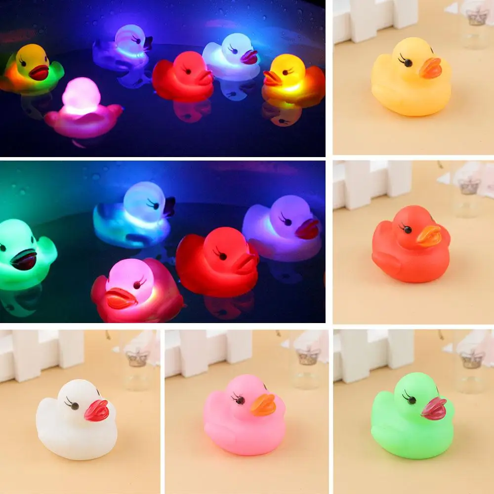 Mini Flashing Light Floating Rubber Duck Rubber Duck Light Auto Color Changing Tub Shower Toy Baby Bath Waterproof Bathing